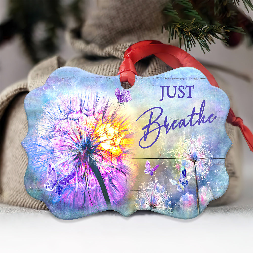 Faith Dandelion Butterfly Just Breath Metal Ornament - Christmas Ornament - Christmas Gift