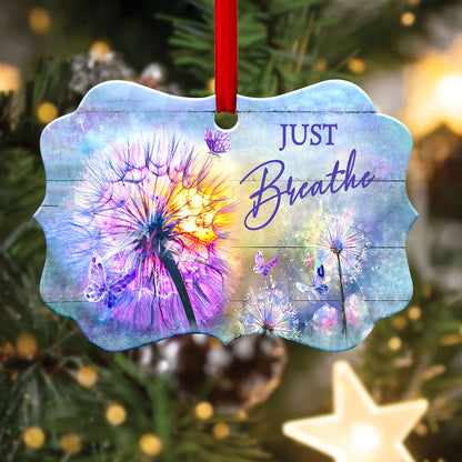 Faith Dandelion Butterfly Just Breath Metal Ornament - Christmas Ornament - Christmas Gift