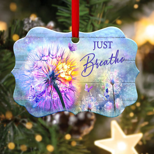 Faith Dandelion Butterfly Just Breath Metal Ornament - Christmas Ornament - Christmas Gift