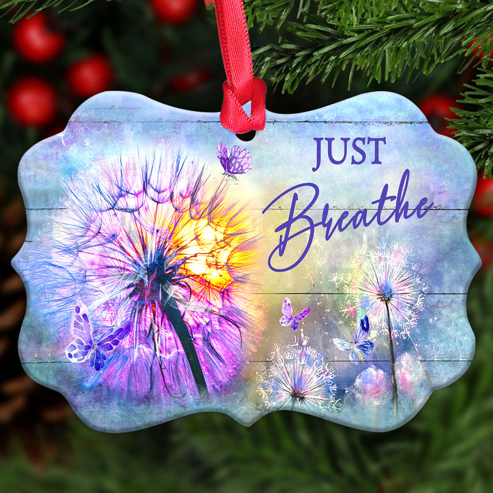 Faith Dandelion Butterfly Just Breath Metal Ornament - Christmas Ornament - Christmas Gift