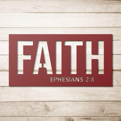 Faith Ephesians 2 8 Metal Sign - Christian Metal Wall Art - Religious Metal Wall Decor