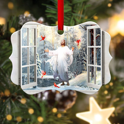 Faith God And Cardinal Outside Your House Metal Ornament - Christmas Ornament - Christmas Gift
