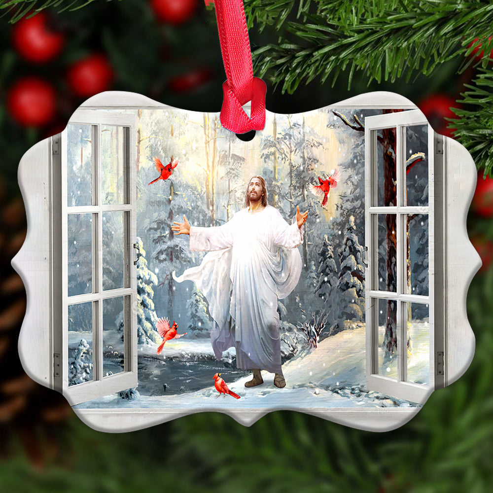 Faith God And Cardinal Outside Your House Metal Ornament - Christmas Ornament - Christmas Gift