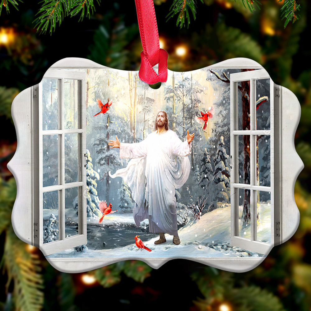Faith God And Cardinal Outside Your House Metal Ornament - Christmas Ornament - Christmas Gift