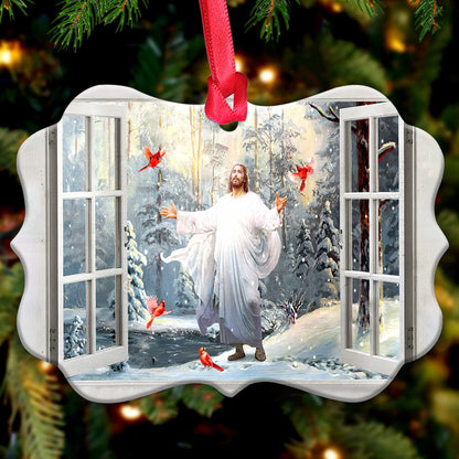 Faith God And Cardinal Outside Your House Metal Ornament - Christmas Ornament - Christmas Gift