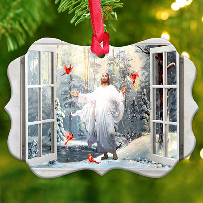 Faith God And Cardinal Outside Your House Metal Ornament - Christmas Ornament - Christmas Gift