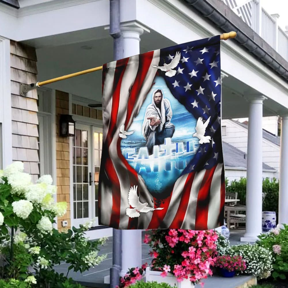 Faith God Jesus Hand Flag - Outdoor Christian House Flag - Christian Garden Flags