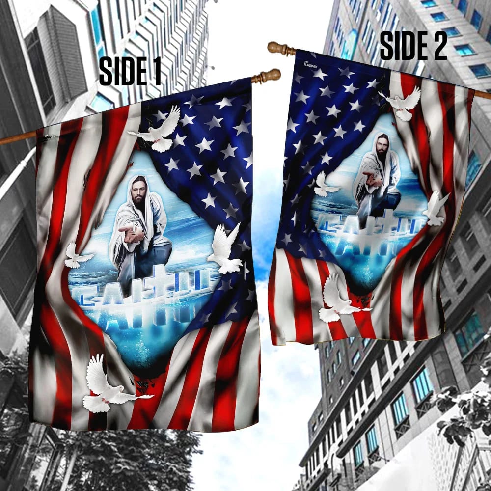 Faith God Jesus Hand Flag - Outdoor Christian House Flag - Christian Garden Flags