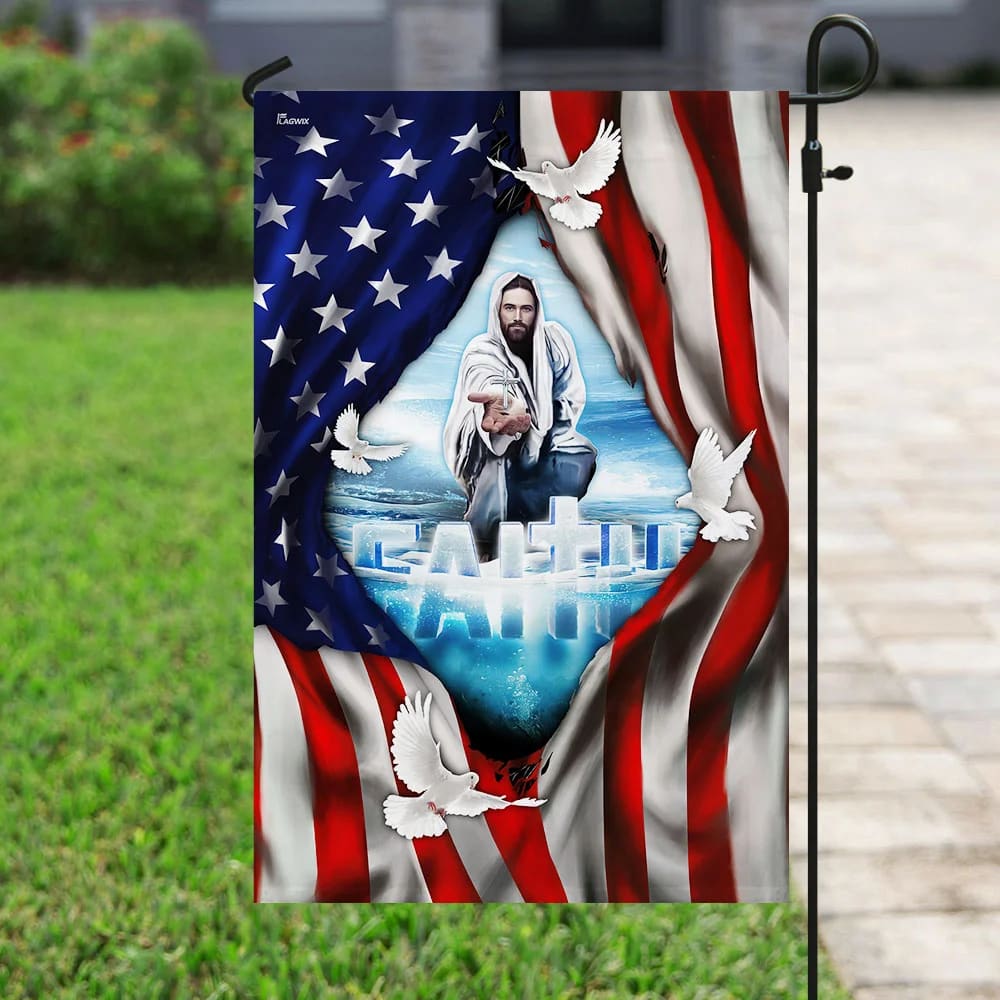Faith God Jesus Hand Flag - Outdoor Christian House Flag - Christian Garden Flags