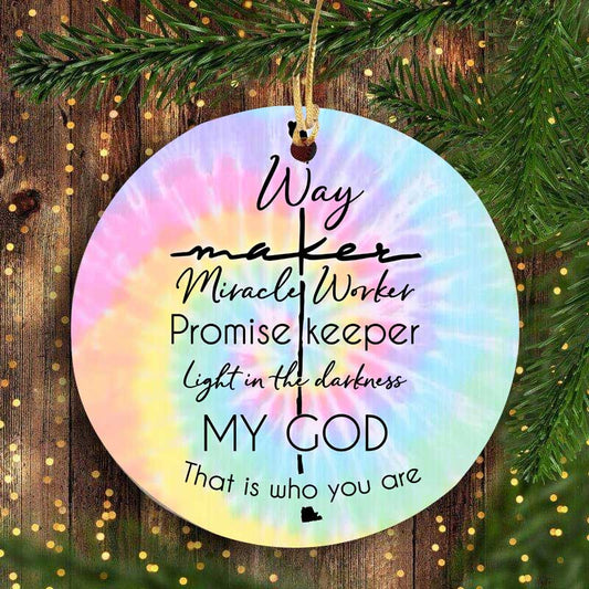 Faith God Who You Are Ceramic Circle Ornament - Decorative Ornament - Christmas Ornament