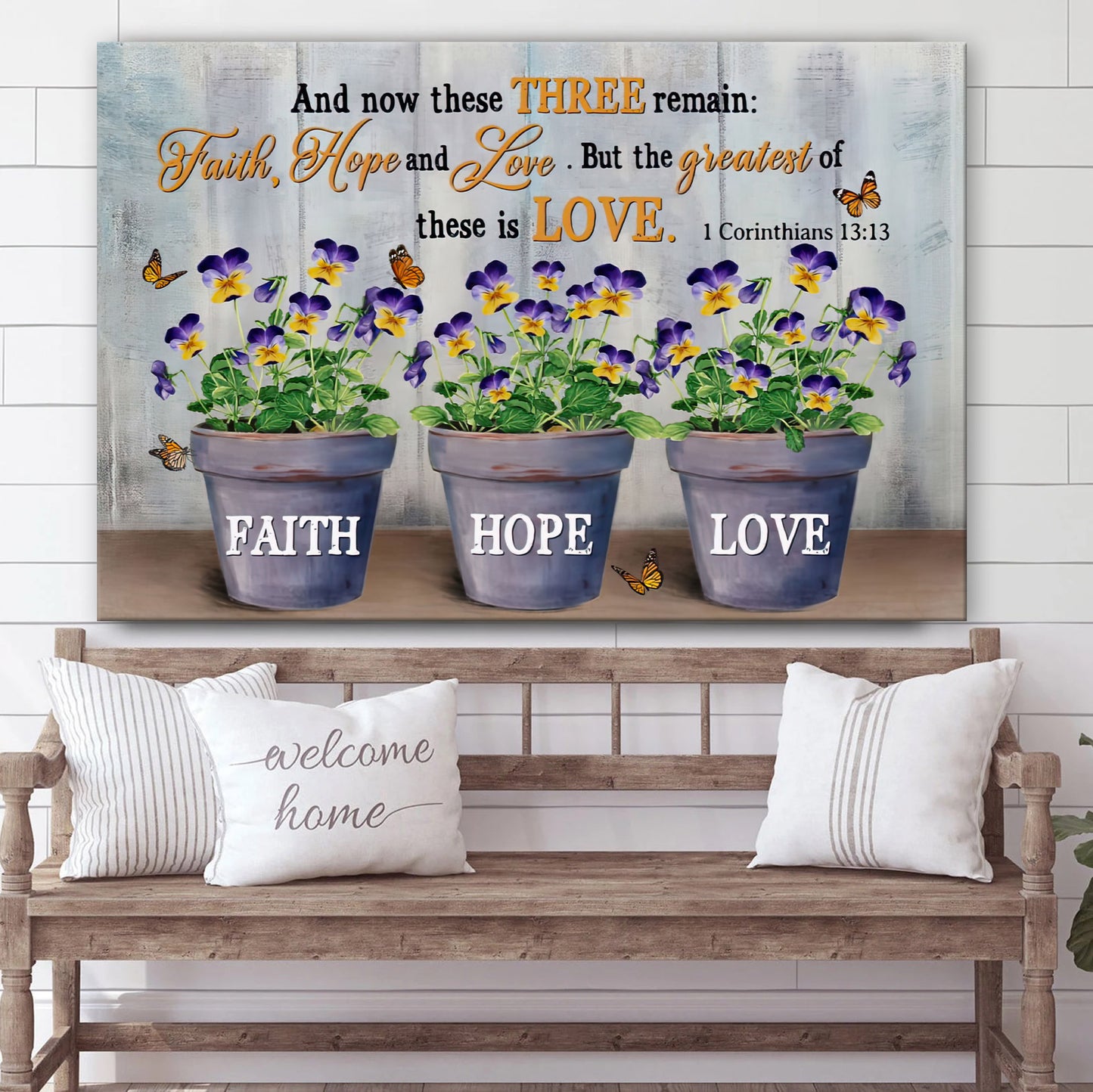 Faith Hope And Love Hanging On Poster - 1 Corinthians 13 13 Decor Wall Art