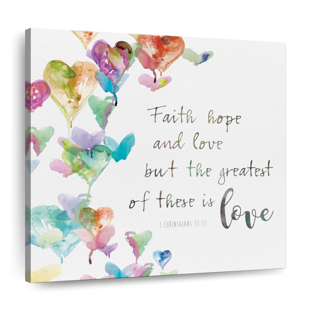 Faith Hope And Love Square Canvas Wall Art - Bible Verse Wall Art Canvas - Religious Wall Hanging