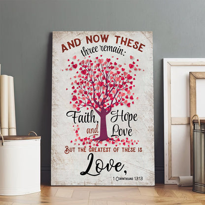 Faith Hope And Love Wall Art Canvas - 1 Corinthians 13 13 Poster Decor