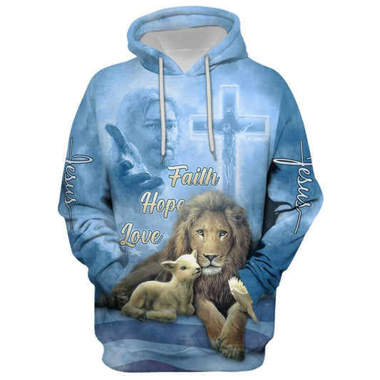Faith Hope Love - The Hand Of God - Lion, Sheep And Bird Hoodie - Men & Women Christian Hoodie - 3D Printed Hoodie