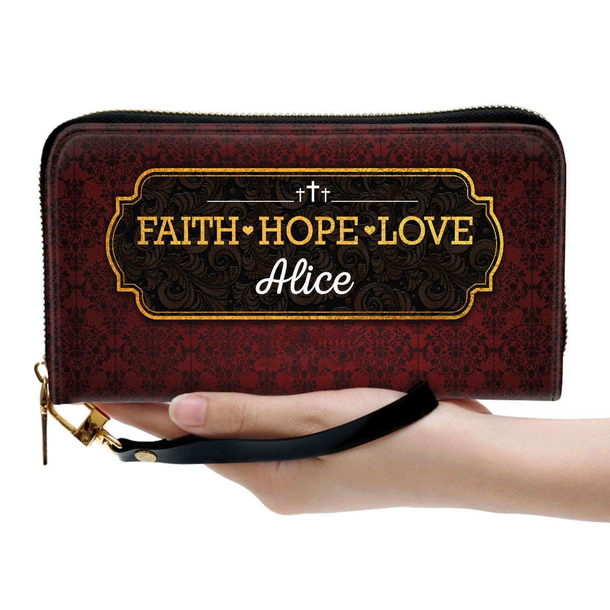 Faith, Hope, Love 1 Clutch Purse For Women - Personalized Name - Christian Gifts For Women