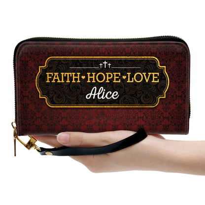 Faith, Hope, Love 1 Clutch Purse For Women - Personalized Name - Christian Gifts For Women