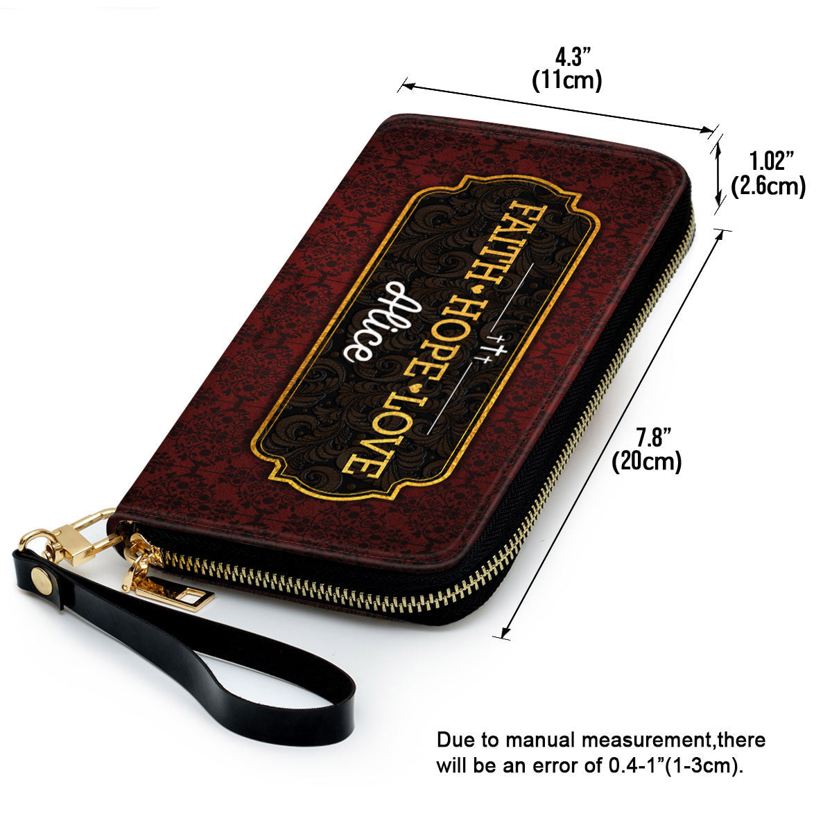 Faith, Hope, Love 1 Clutch Purse For Women - Personalized Name - Christian Gifts For Women