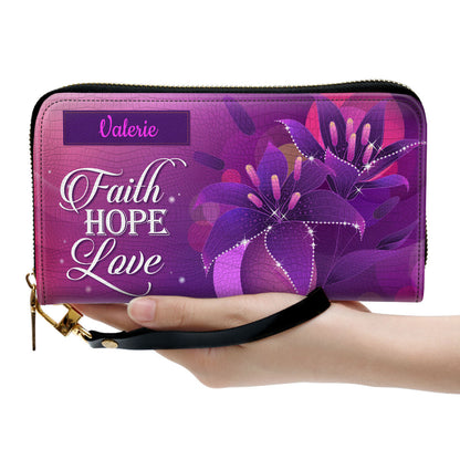 Faith, Hope, Love 2 Clutch Purse For Women - Personalized Name - Christian Gifts For Women