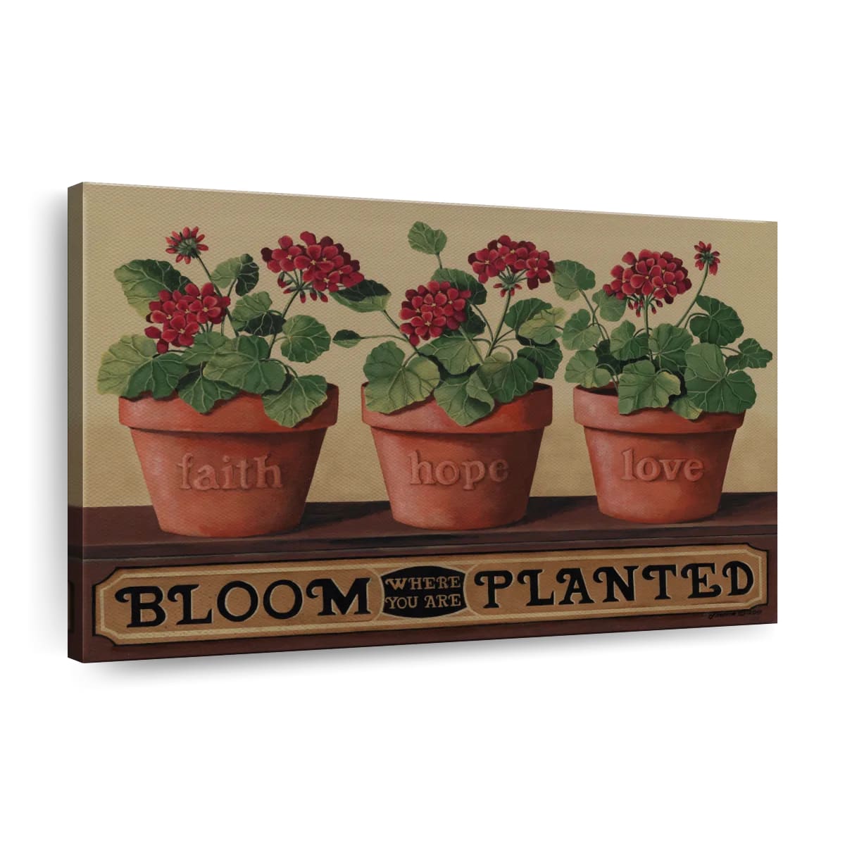 Faith Hope Love Bloom Planted Canvas Wall Art - Christian Canvas Wall Art - Religious Wall Art Canvas