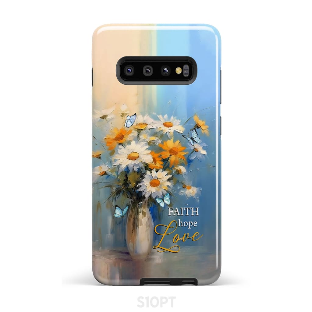 Faith Hope Love Butterflies Daisies in a Vase Phone Case - Bible Verse IPhone & Samsung Cases