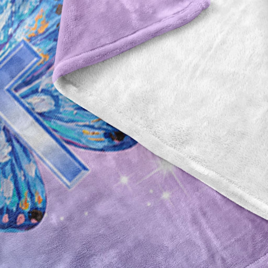 Faith Hope Love Butterfly Fleece Blanket - Christian Blanket - Bible Verse Blanket