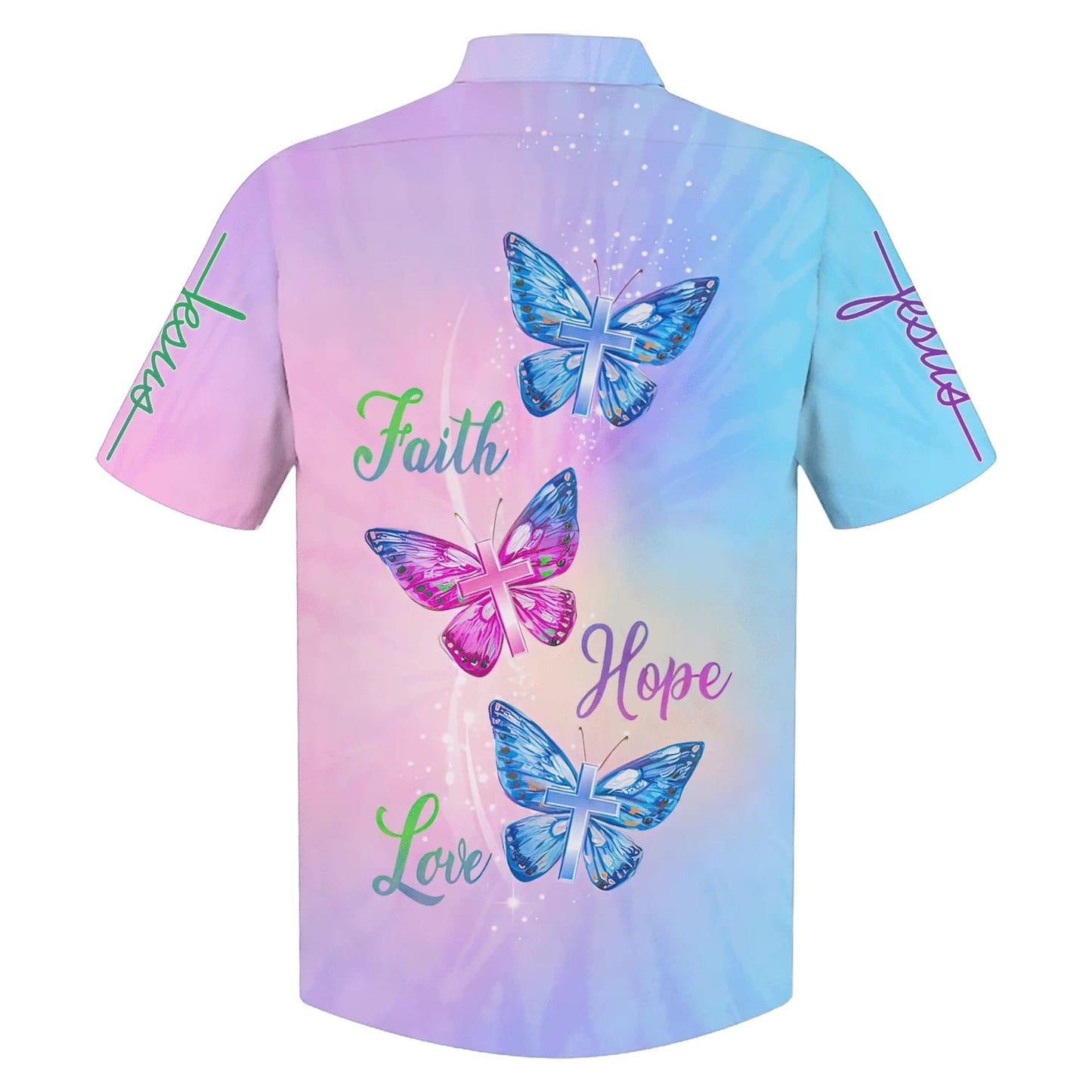 Faith Hope Love Butterfly Hawaiian Shirts - Christian Hawaiian Shirt - Hawaiian Summer Shirts