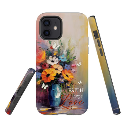 Faith Hope Love Butterfly Vase With Flowers Phone Case - Bible Verse IPhone & Samsung Cases
