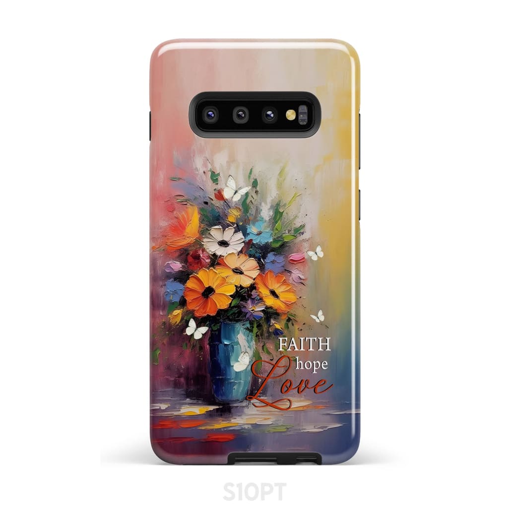 Faith Hope Love Butterfly Vase With Flowers Phone Case - Bible Verse IPhone & Samsung Cases