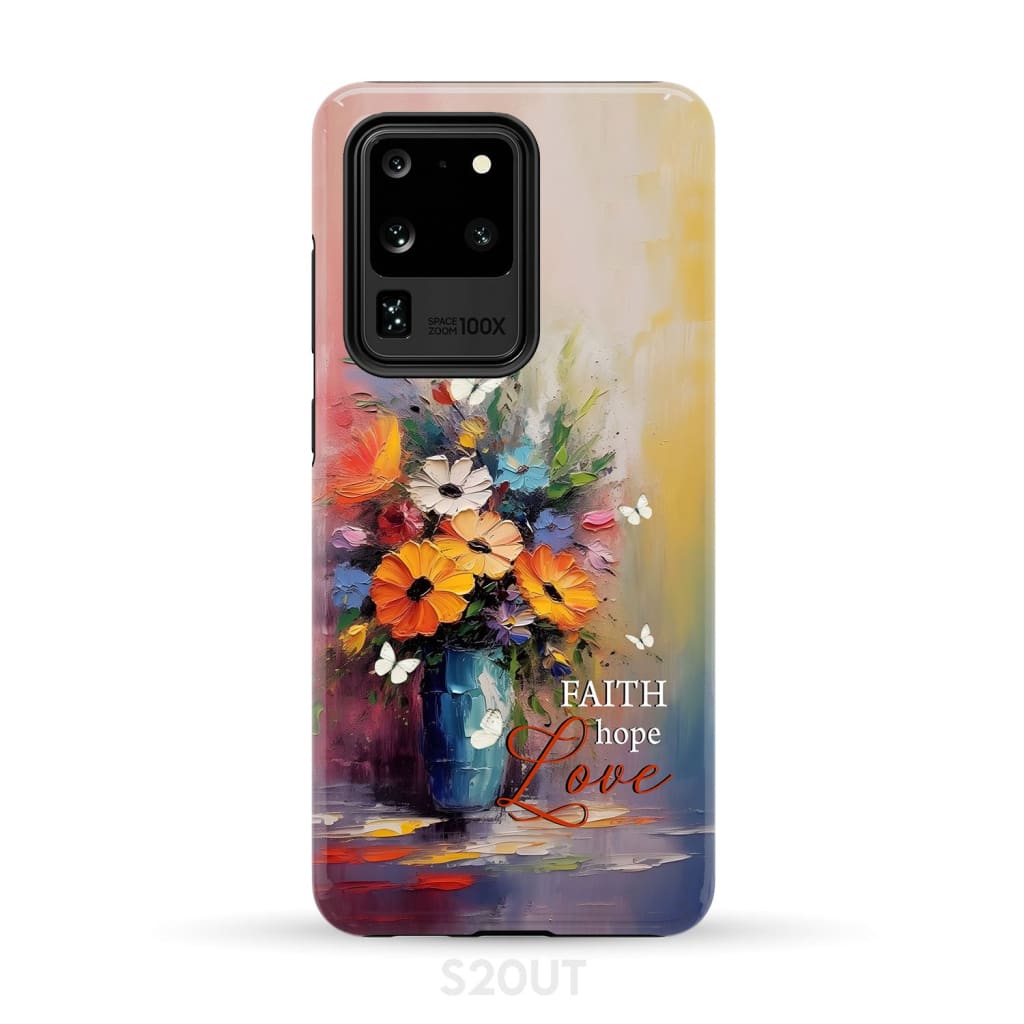 Faith Hope Love Butterfly Vase With Flowers Phone Case - Bible Verse IPhone & Samsung Cases