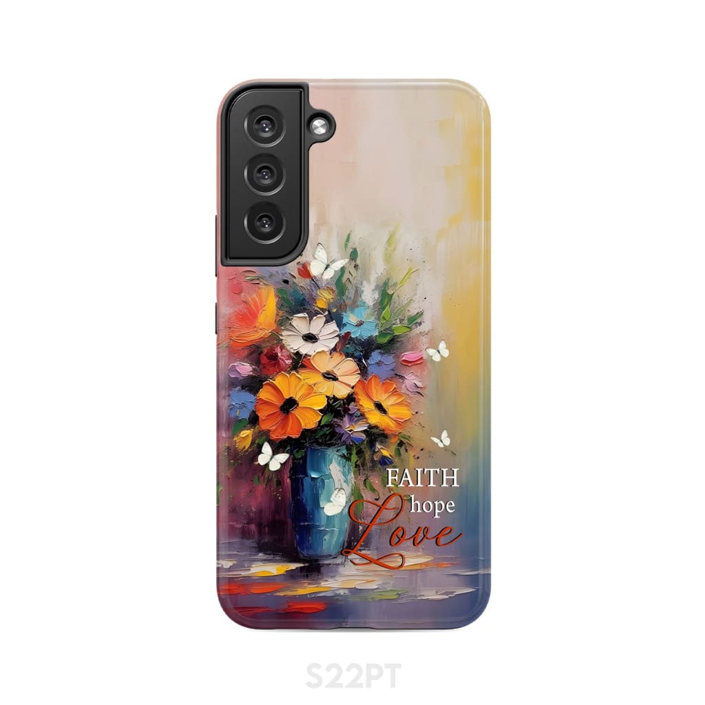 Faith Hope Love Butterfly Vase With Flowers Phone Case - Bible Verse IPhone & Samsung Cases