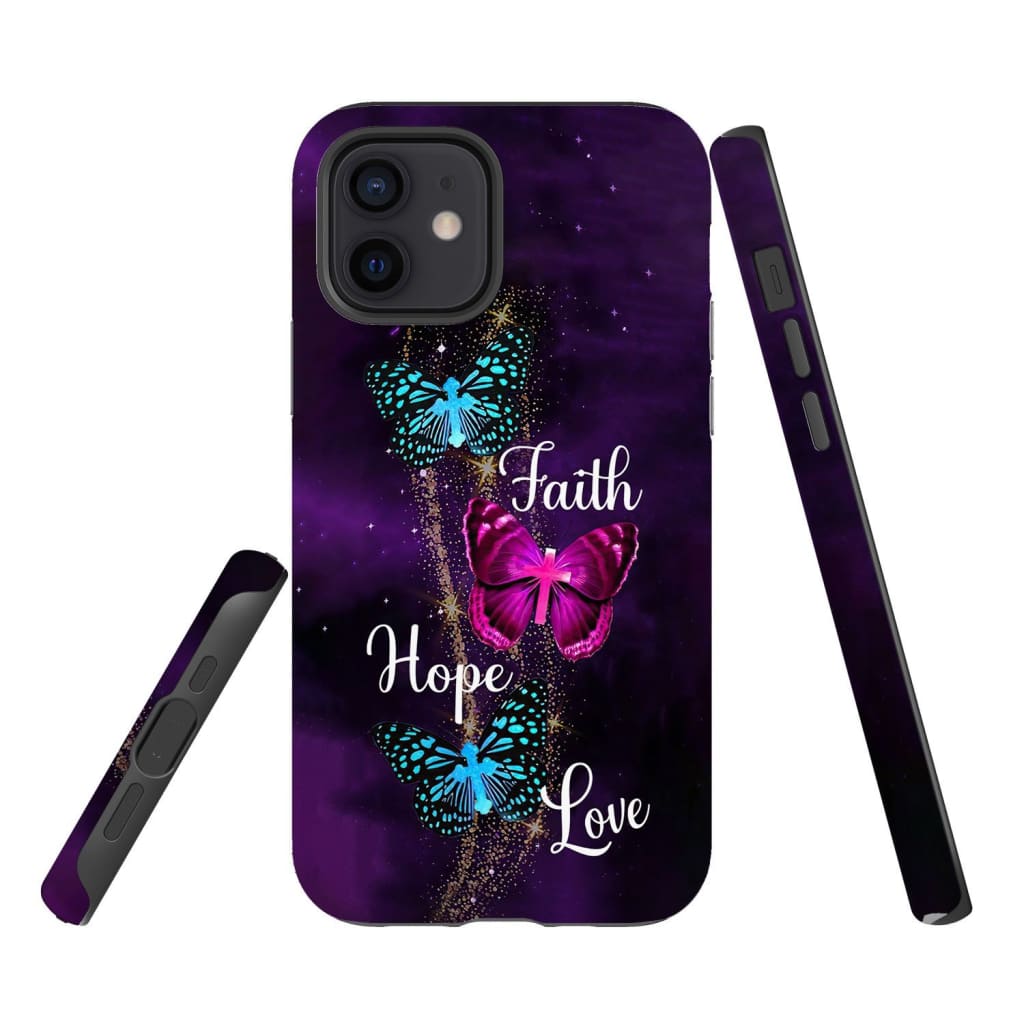 Faith Hope Love Butterfly With Cross Christian Phone Case - Bible Verse Phone Cases Samsung
