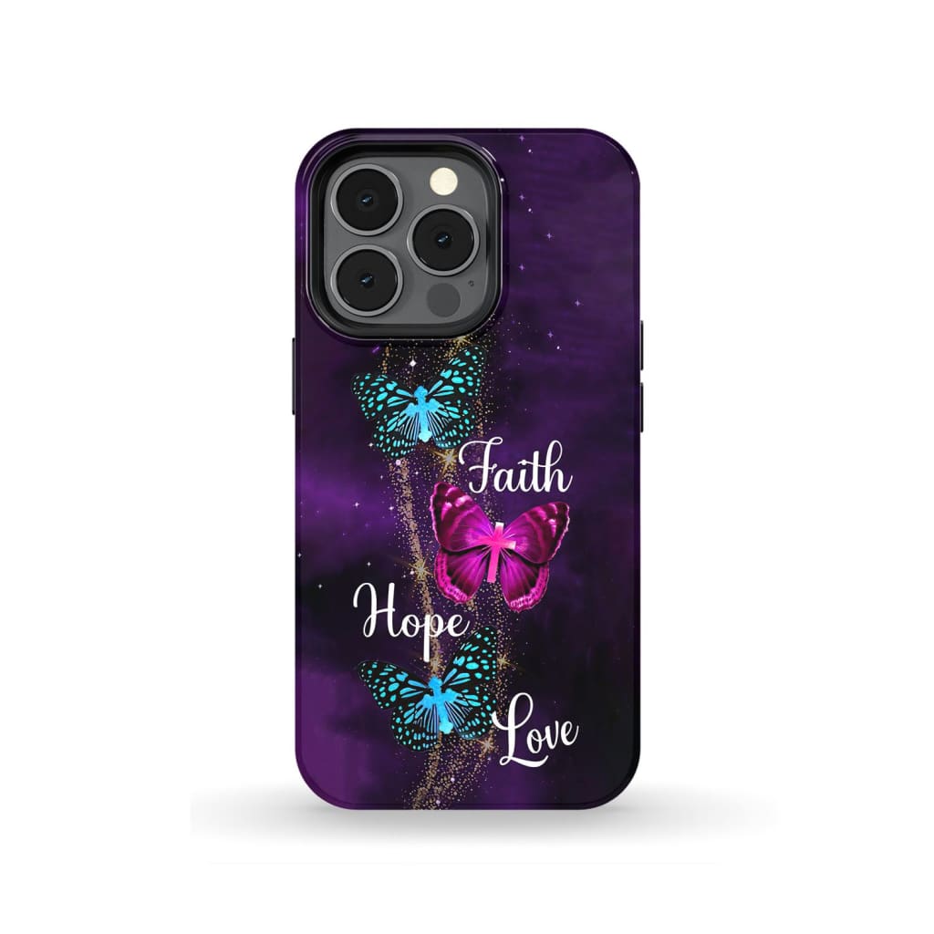Faith Hope Love Butterfly With Cross Christian Phone Case - Bible Verse Phone Cases Samsung