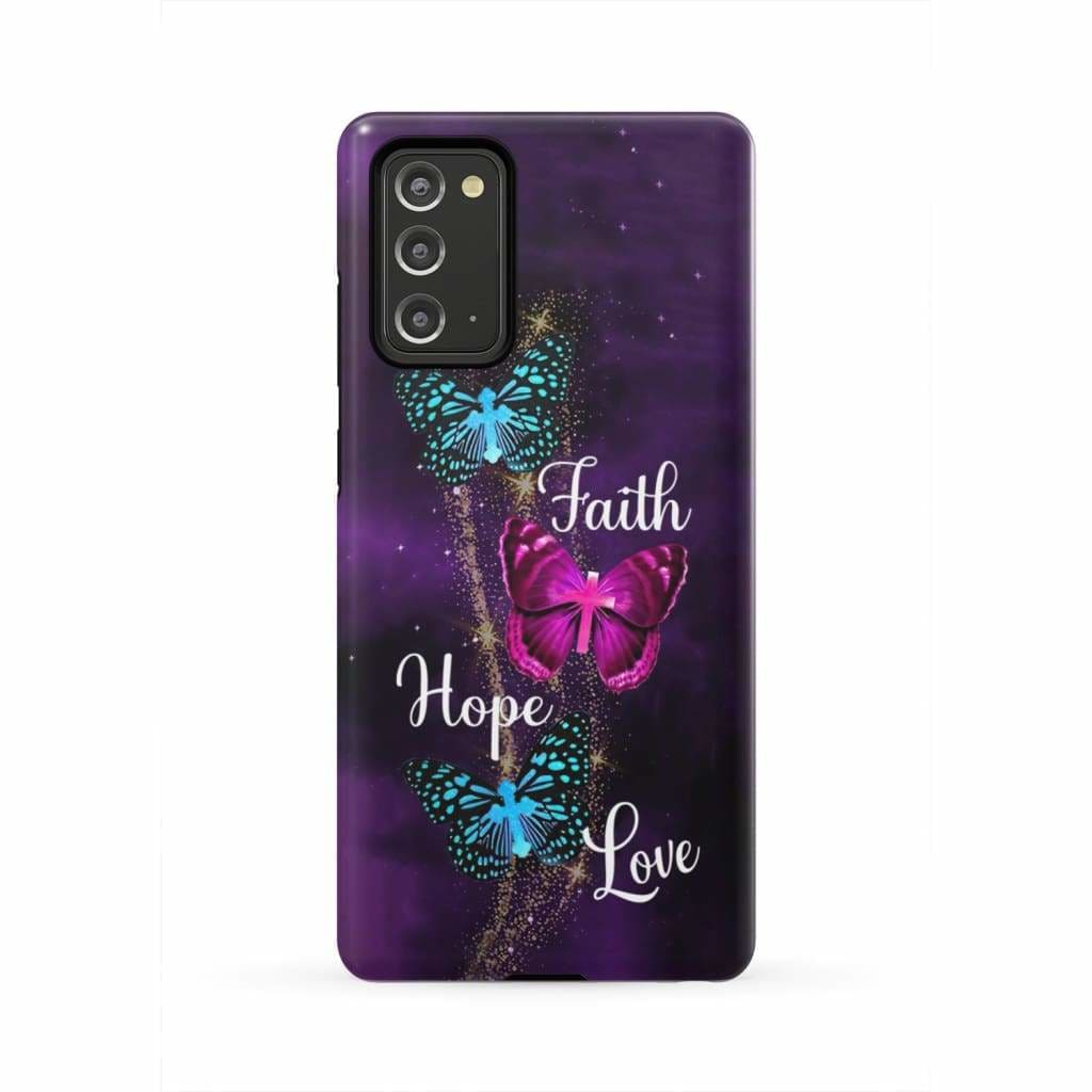 Faith Hope Love Butterfly With Cross Christian Phone Case - Bible Verse Phone Cases Samsung