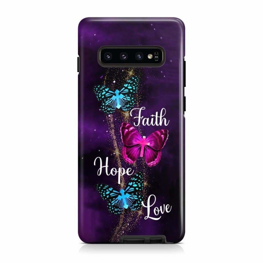 Faith Hope Love Butterfly With Cross Christian Phone Case - Bible Verse Phone Cases Samsung