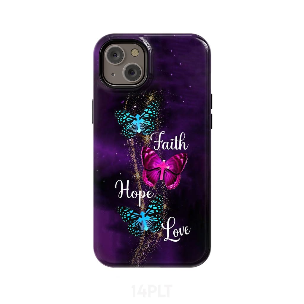 Faith Hope Love Butterfly With Cross Christian Phone Case - Bible Verse Phone Cases Samsung