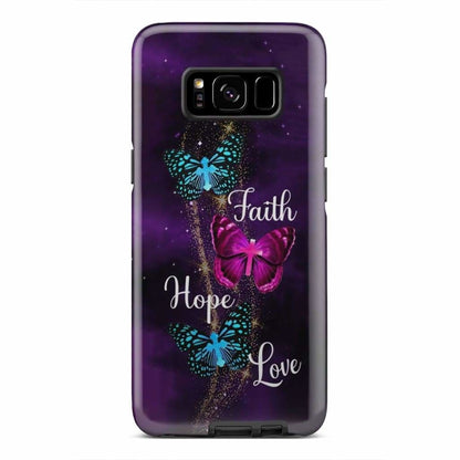 Faith Hope Love Butterfly With Cross Christian Phone Case - Bible Verse Phone Cases Samsung