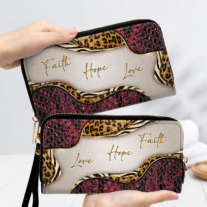 Faith, Hope, Love Clutch Purse For Women - Personalized Name - Christian Gifts For Women