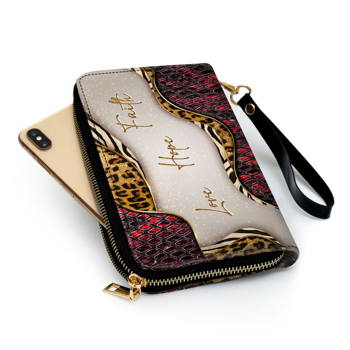 Faith, Hope, Love Clutch Purse For Women - Personalized Name - Christian Gifts For Women