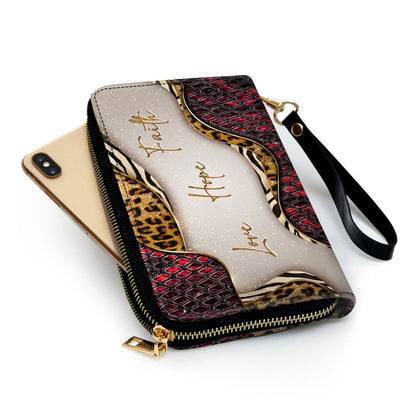 Faith, Hope, Love Clutch Purse For Women - Personalized Name - Christian Gifts For Women