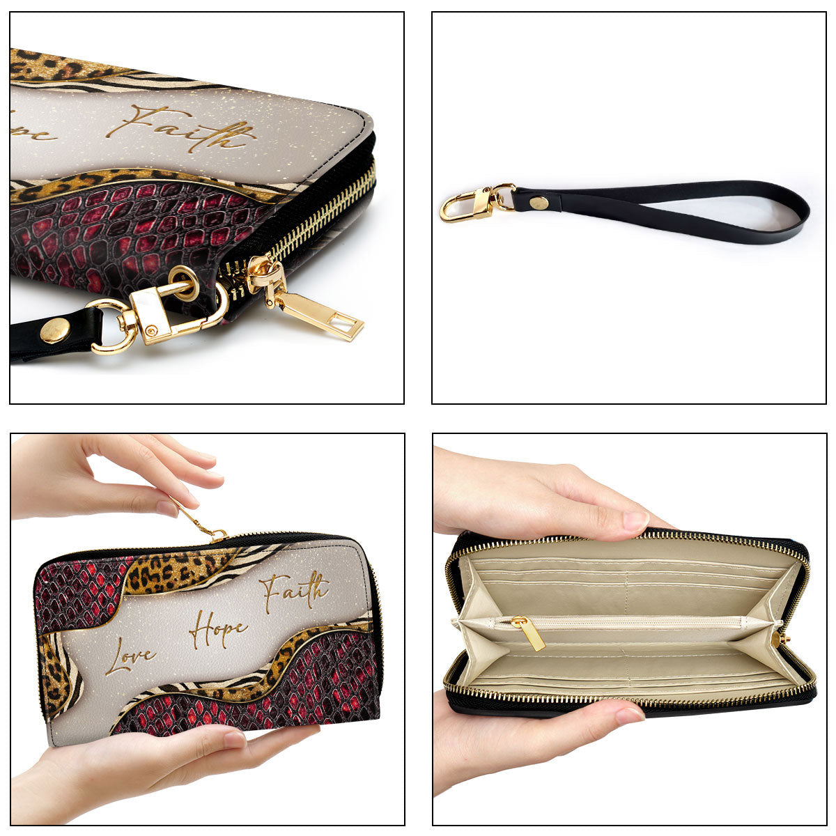 Faith, Hope, Love Clutch Purse For Women - Personalized Name - Christian Gifts For Women