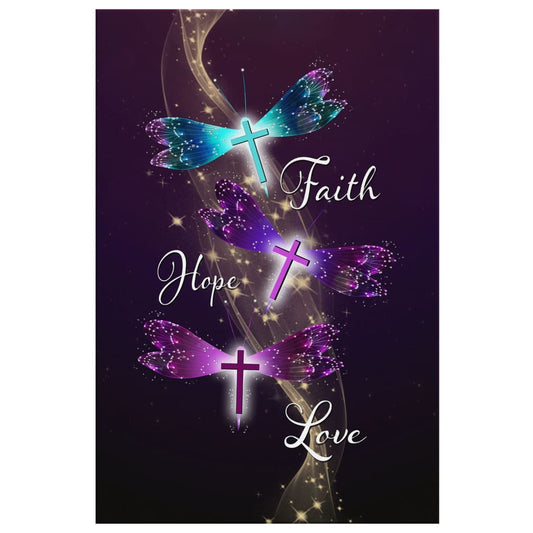 Faith Hope Love Dragonfly Canvas Wall Art - Christian Canvas Prints - Bible Verse Canvas