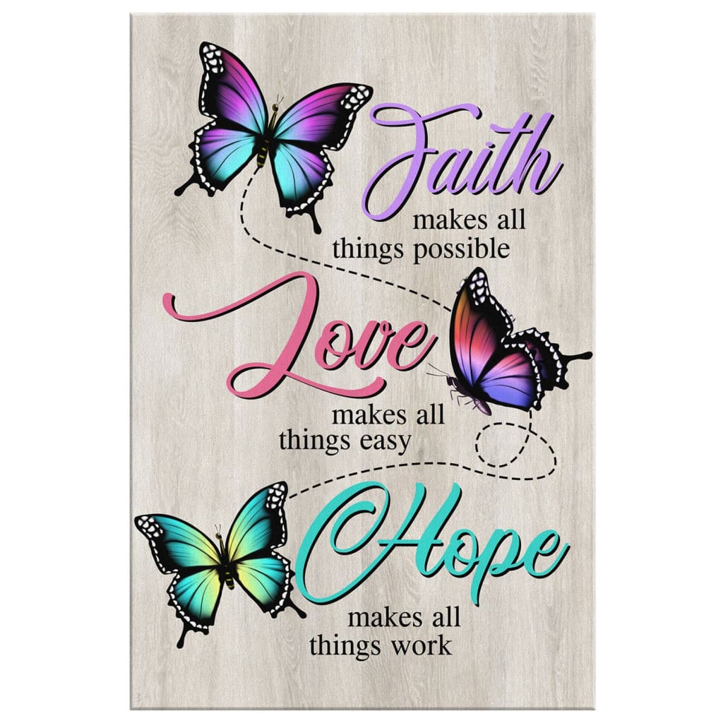 Faith Hope Love Faith Makes All Things Possible Canvas Art - Bible Verse Canvas - Scripture Wall Art