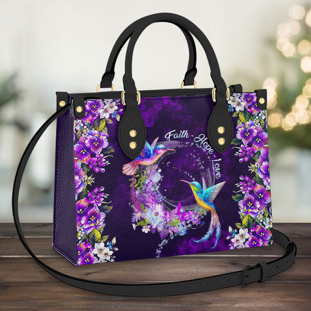 Faith Hope Love Hummingbird Leather Bag - Women's Pu Leather Bag - Best Mother's Day Gifts