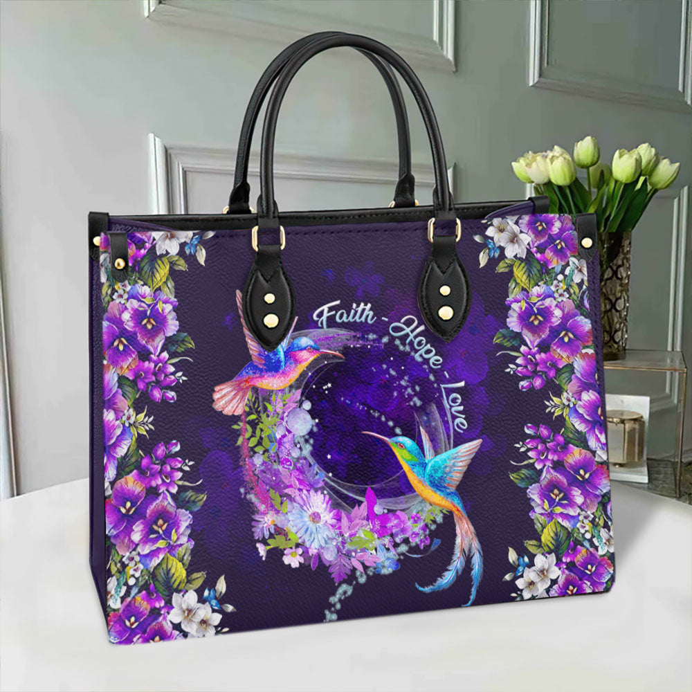 Faith Hope Love Hummingbird Leather Bag - Women's Pu Leather Bag - Best Mother's Day Gifts
