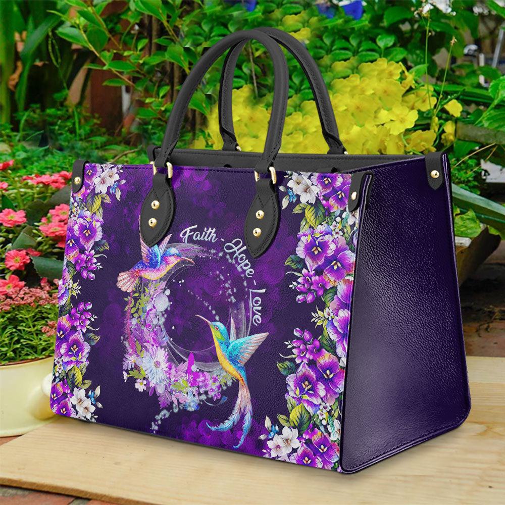 Faith Hope Love Hummingbird Leather Bag - Women's Pu Leather Bag - Best Mother's Day Gifts
