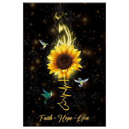 Faith Hope Love Hummingbird Sunflower Canvas Art - Bible Verse Canvas - Scripture Wall Art
