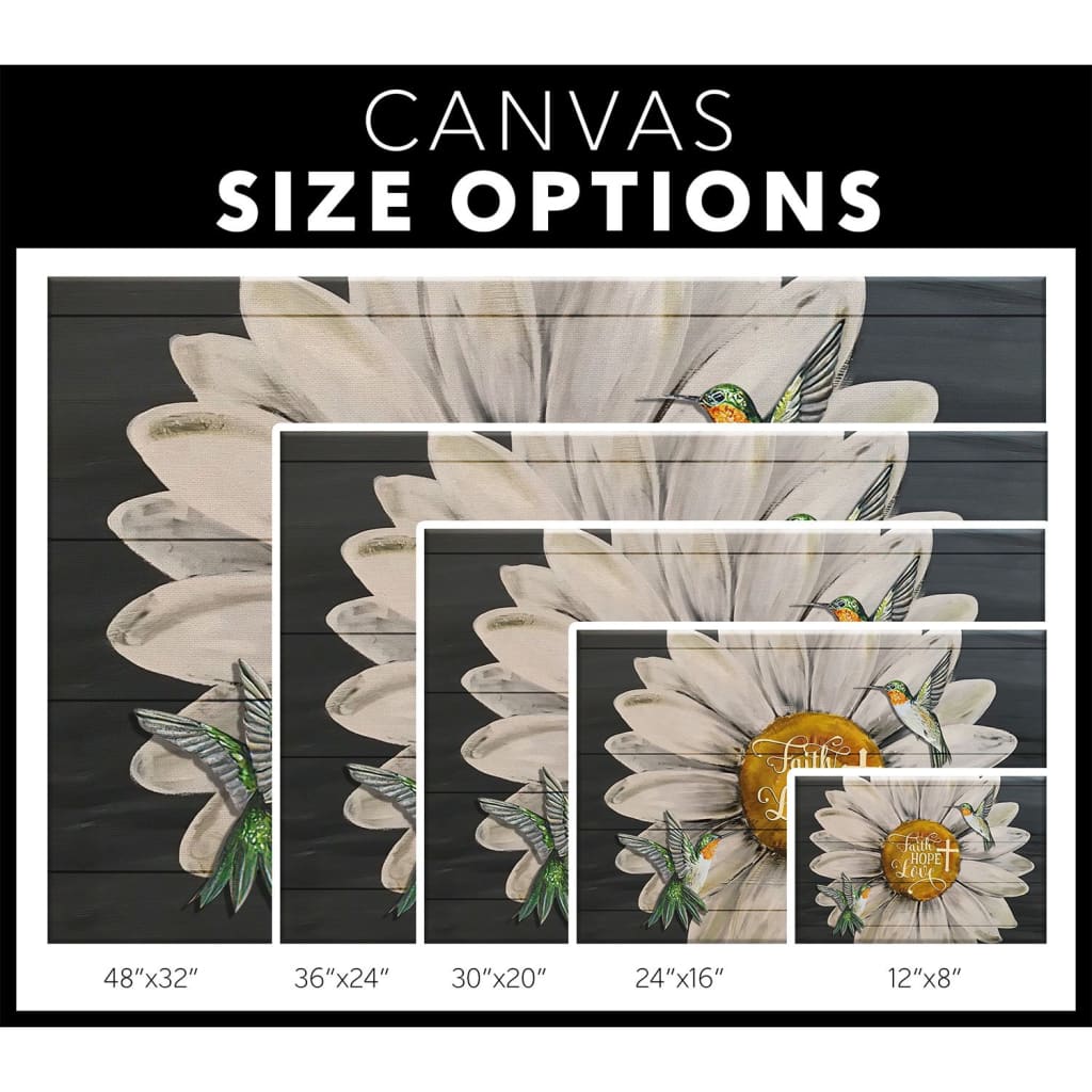 Faith Hope Love Hummingbird Sunflower Canvas Wall Art - Christian Canvas - Faith Canvas