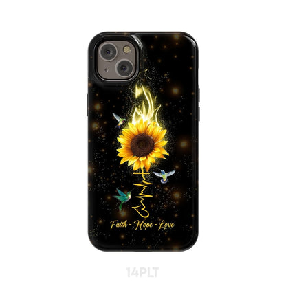 Faith Hope Love Hummingbird Sunflower Christian Phone Case - Scripture Phone Cases - Iphone Cases Christian