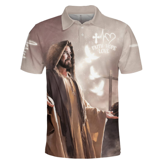 Faith Hope Love Jesus Polo Shirt - Christian Shirts & Shorts