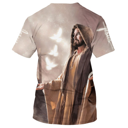 Faith Hope Love Shirts - Jesus Arms Wide Open 3d Shirts - Christian T Shirts For Men And Women